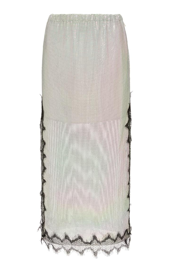 Christopher Kane Lace-trimmed Chainmail Midi Skirt