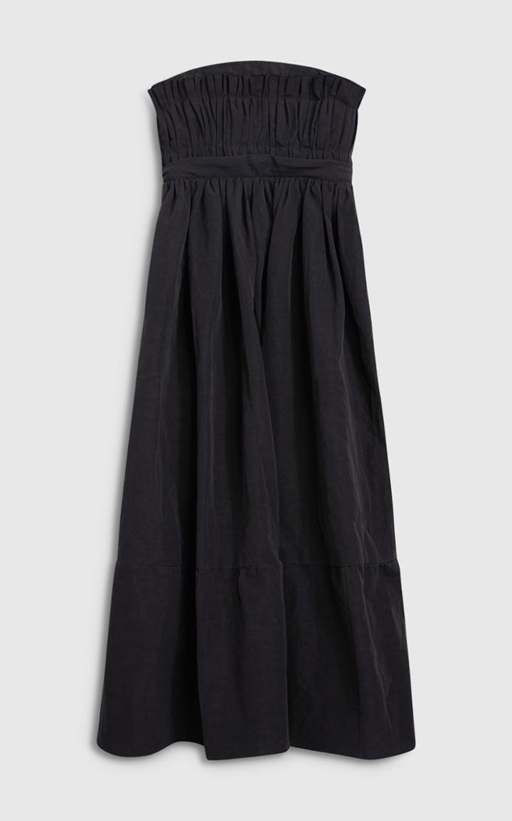Moda Operandi Brock Collection Saura Smocked Cotton-linen Strapless Midi Dress