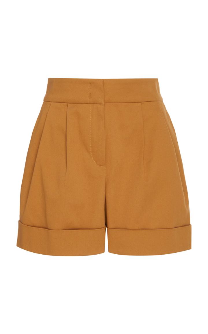 Alberta Ferretti Pintucked Cotton-stretch Shorts