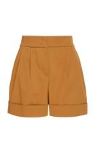 Alberta Ferretti Pintucked Cotton-stretch Shorts