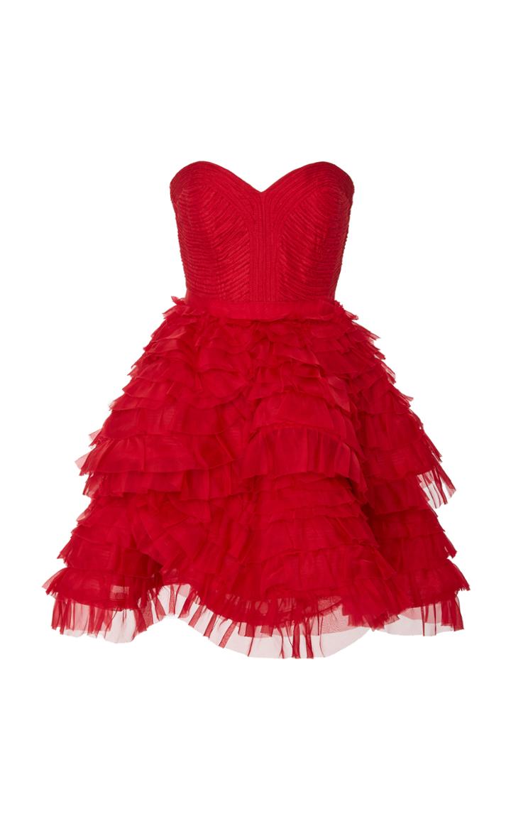 Alexandra Vidal Red Rose Petal Mini Corset Dress