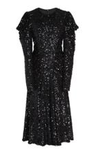 Michael Kors Collection Draped Sequin-embellished Crepe Midi Dress