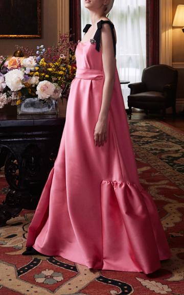 Lela Rose Crystal-embellished Duchess Satin Empire Dress