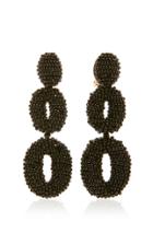 Oscar De La Renta Beaded Double Oval P Earring