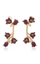 Silvia Furmanovich Sculptural Botanical Carved Purple Flower Drop Earrings