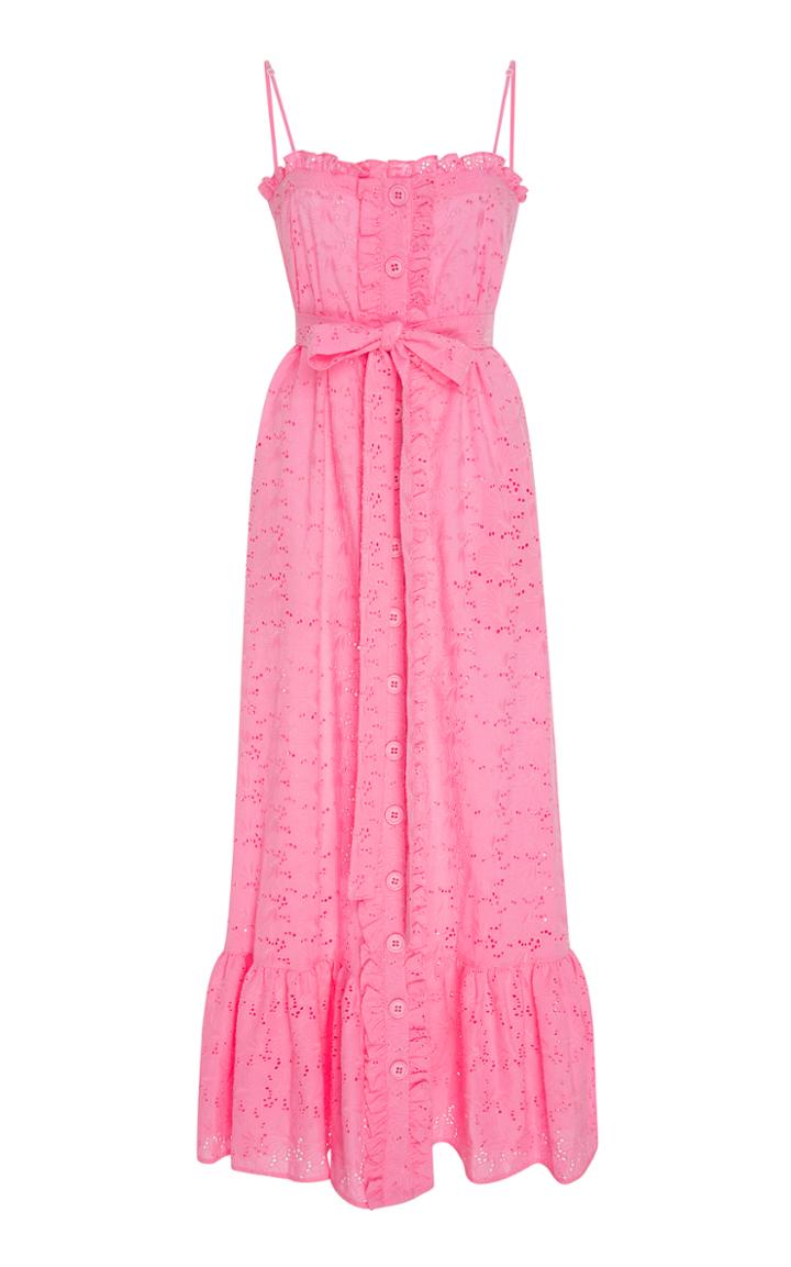 Lisa Marie Fernandez Ruffled Bodice Button Down Cotton-lace Maxi Dress
