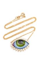 Lito 14k Gold Large Green Enamel Eye Necklace