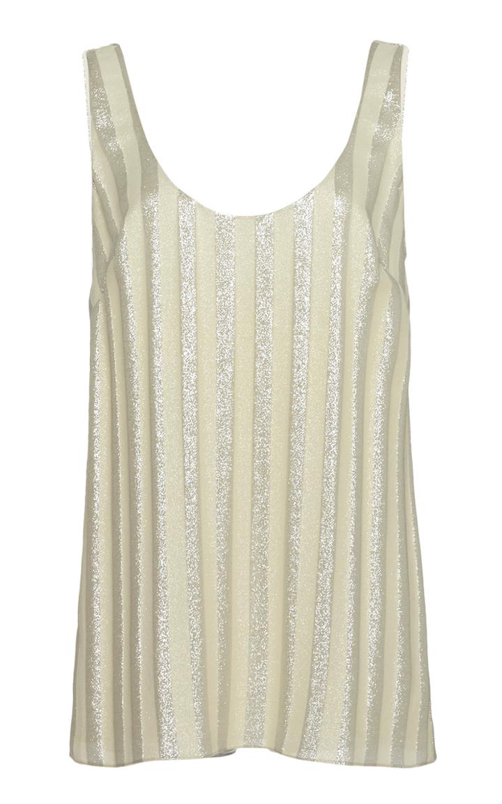 Sandra Mansour Riviera Metallic Stripe Cotton-blend Top