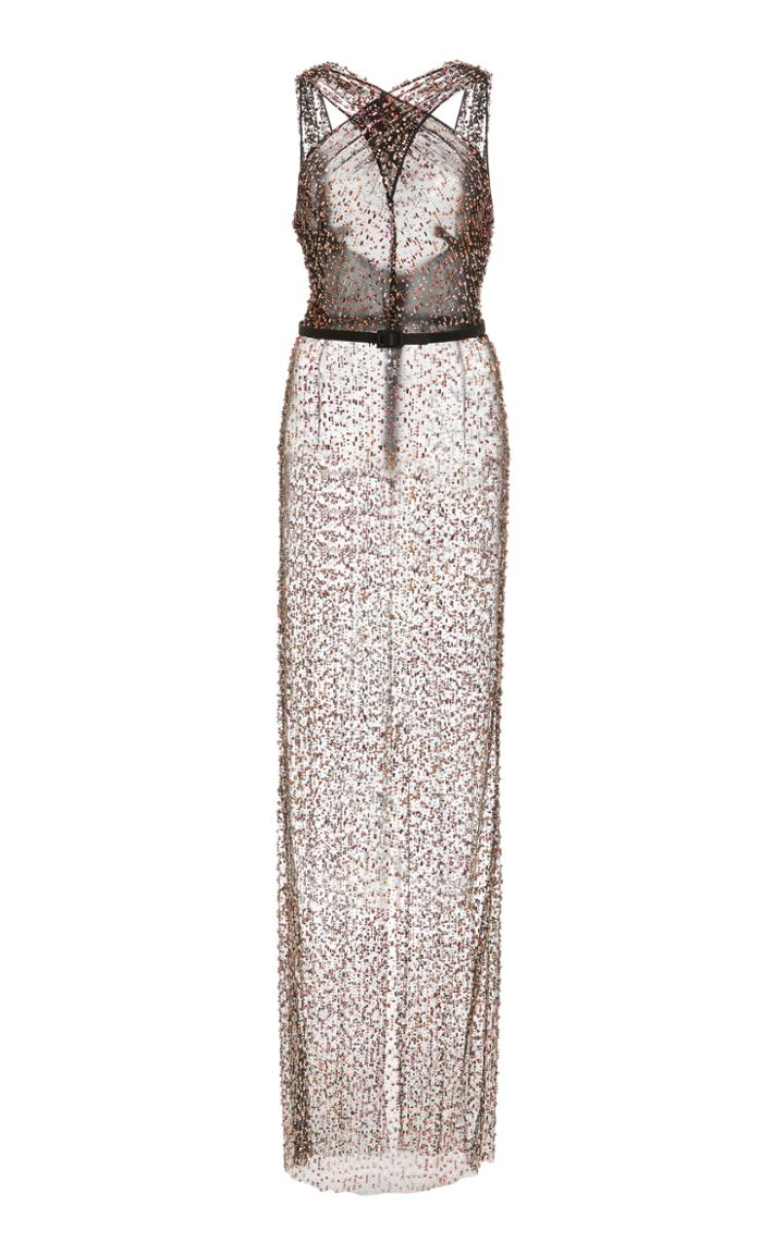 Moda Operandi Naeem Khan Embroidered Criss-cross Gown
