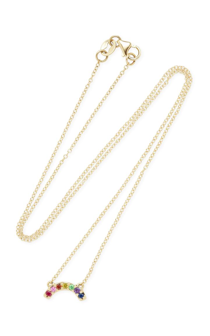 Moda Operandi Andrea Fohrman 14k Yellow Gold Single Row Rainbow Necklace