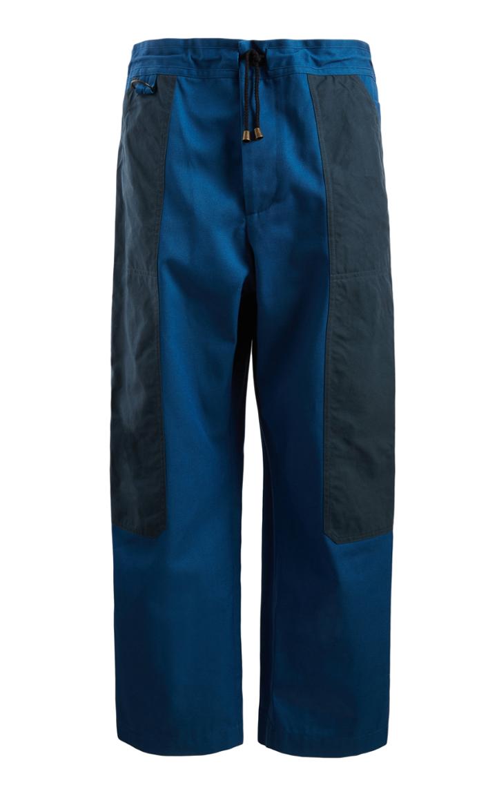 Nicholas Daley Waxed-paneled Cotton-blend Drawstring Trousers