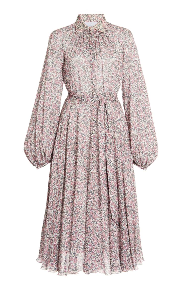 Moda Operandi Luisa Beccaria Belted Floral Georgette Shirt Dress