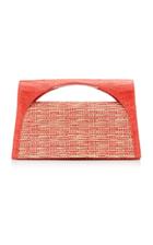 Nancy Gonzalez Sammy Crocodile-trimmed Raffia Top Handle Bag