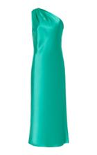 Mi Jong Lee One Shoulder Silk Bias Dress
