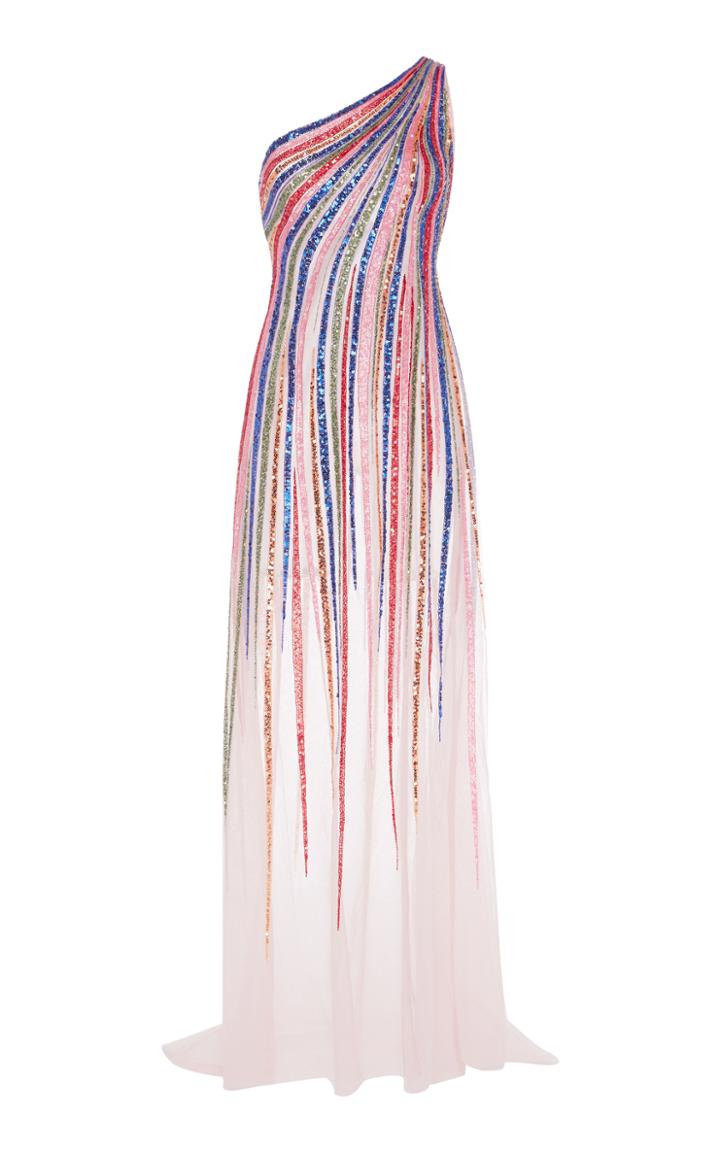 Georges Hobeika Multi-color One Shoulder Gown