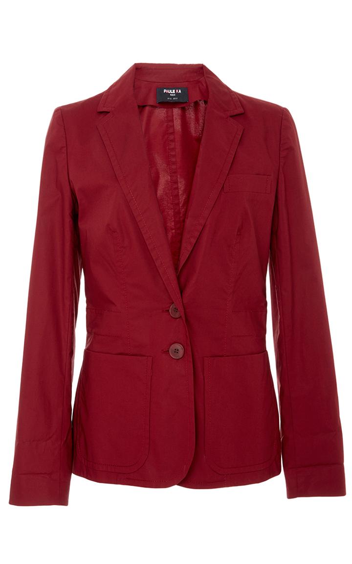 Paule Ka Cotton Poplin Blazer With Pockets