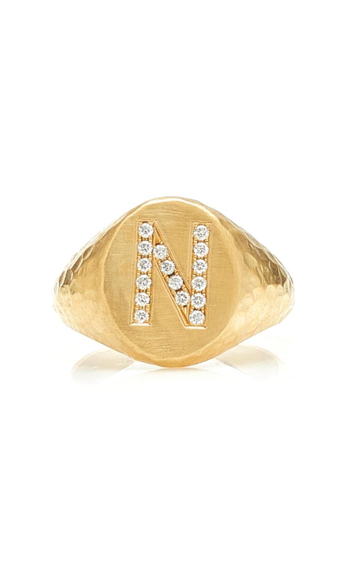 Moda Operandi Octavia Elizabeth 18k Yellow Gold Initial Signet Ring
