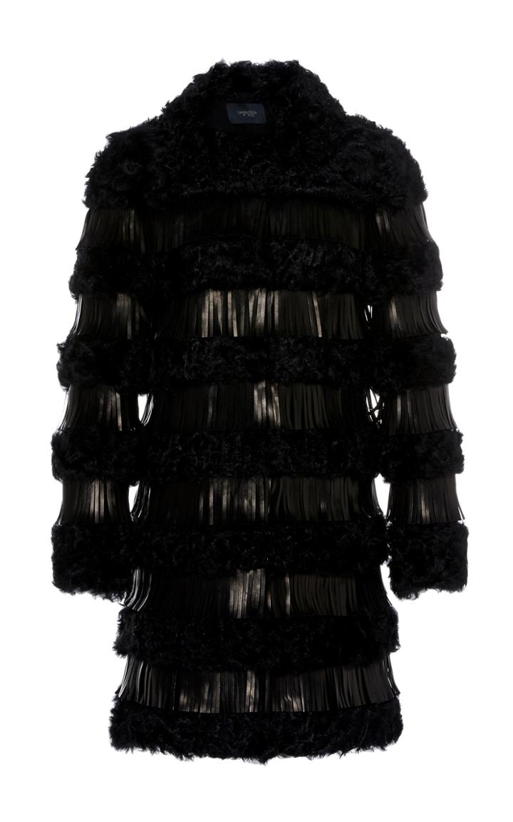 Giambattista Valli Fur Coat With Leather Fringe