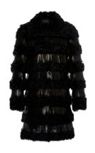Giambattista Valli Fur Coat With Leather Fringe