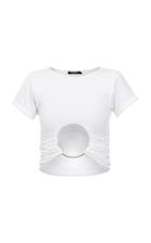 Moda Operandi Balmain Ring Front Cropped Cotton T-shirt Size: 36