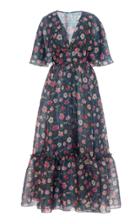 Moda Operandi Luisa Beccaria Floral Printed Cap Sleeved Georgette Maxi Dress Size: