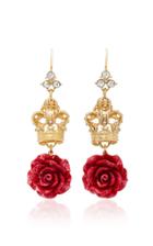 Dolce & Gabbana Crown And Rose Gold-plated Crystal Earrings