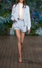 Alberta Ferretti Chambray-effect Cotton Bomber Jacket