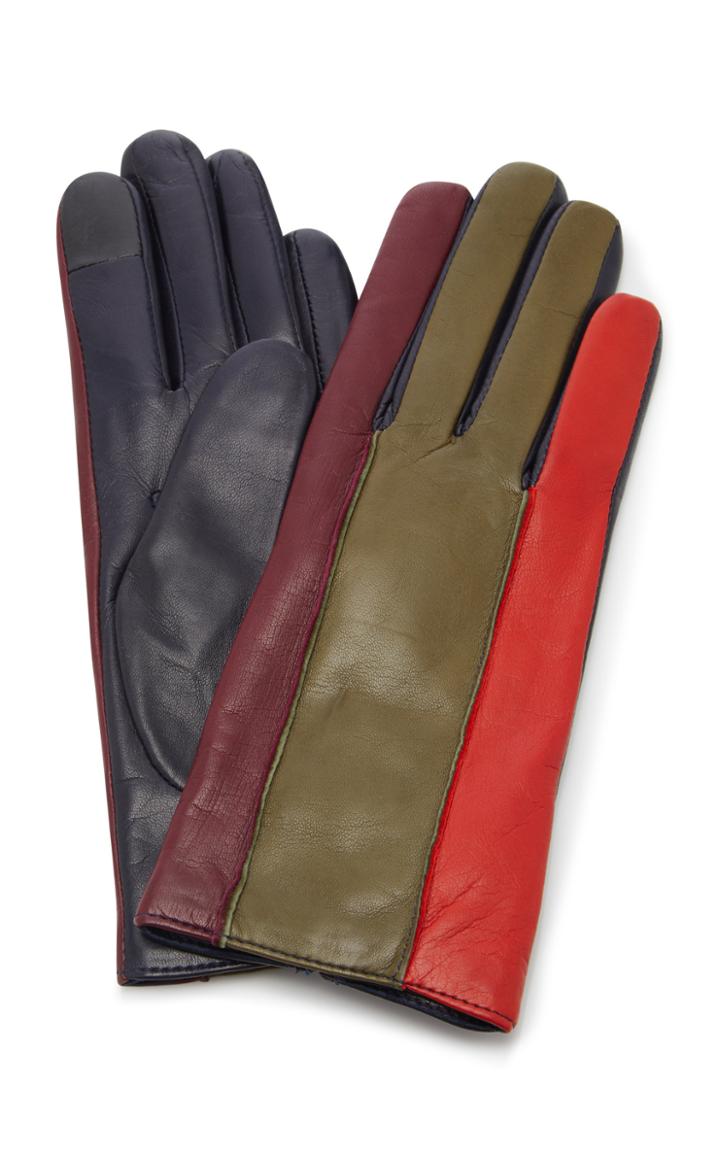 Maison Fabre Debby Color-blocked Leather Gloves