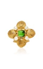 Gripoix Byzantine Shell 24k Gold-plated Brass Adjustable Ring