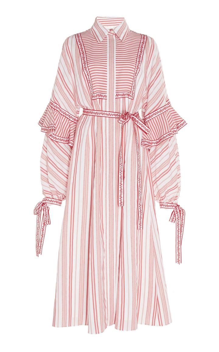 Andrew Gn Striped Peasant Dress