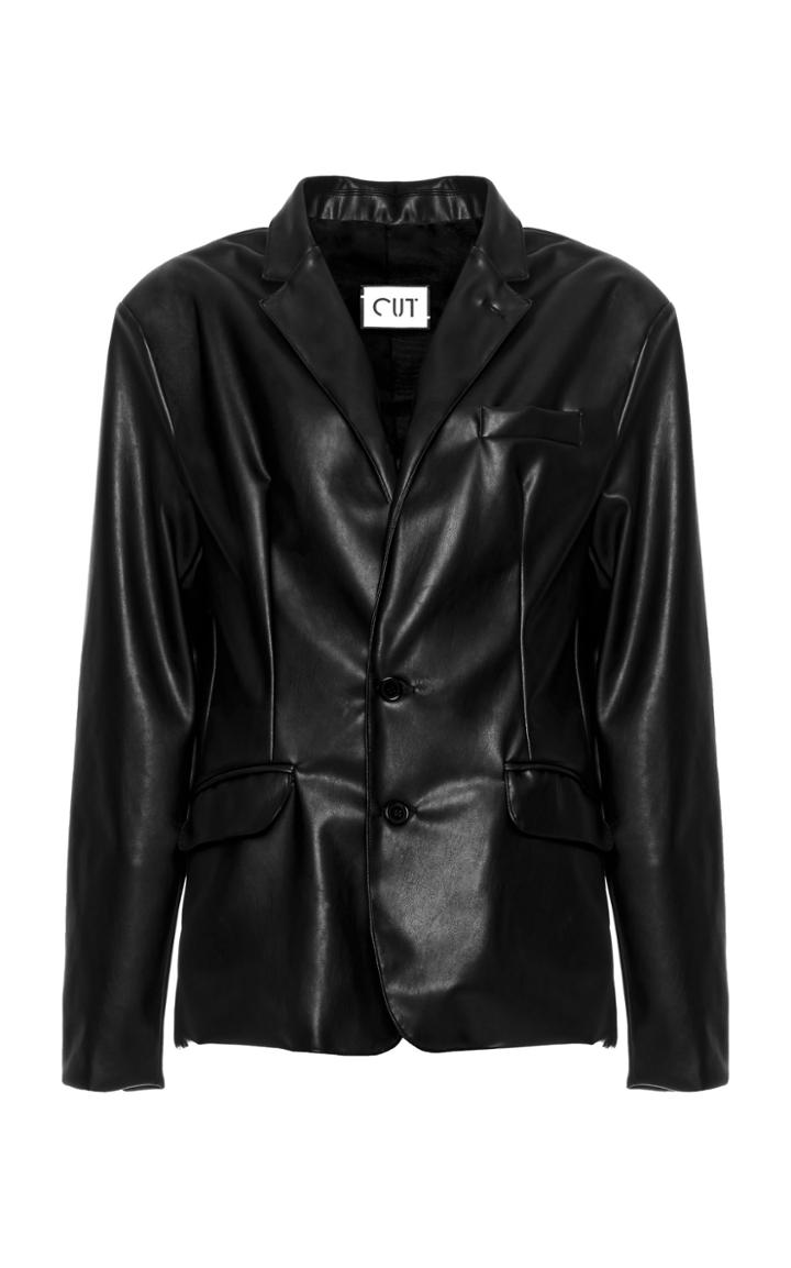 Moda Operandi Studio Cut Notched Faux-leather Blazer