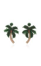 Deepa Gurnani Palm Tree Glass Earrings