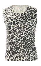 Oscar De La Renta Knit Leopard Print Tank Top