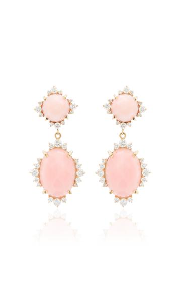 Kathryn Elyse Halo 14k Yellow Gold Opal And Diamond Earrings
