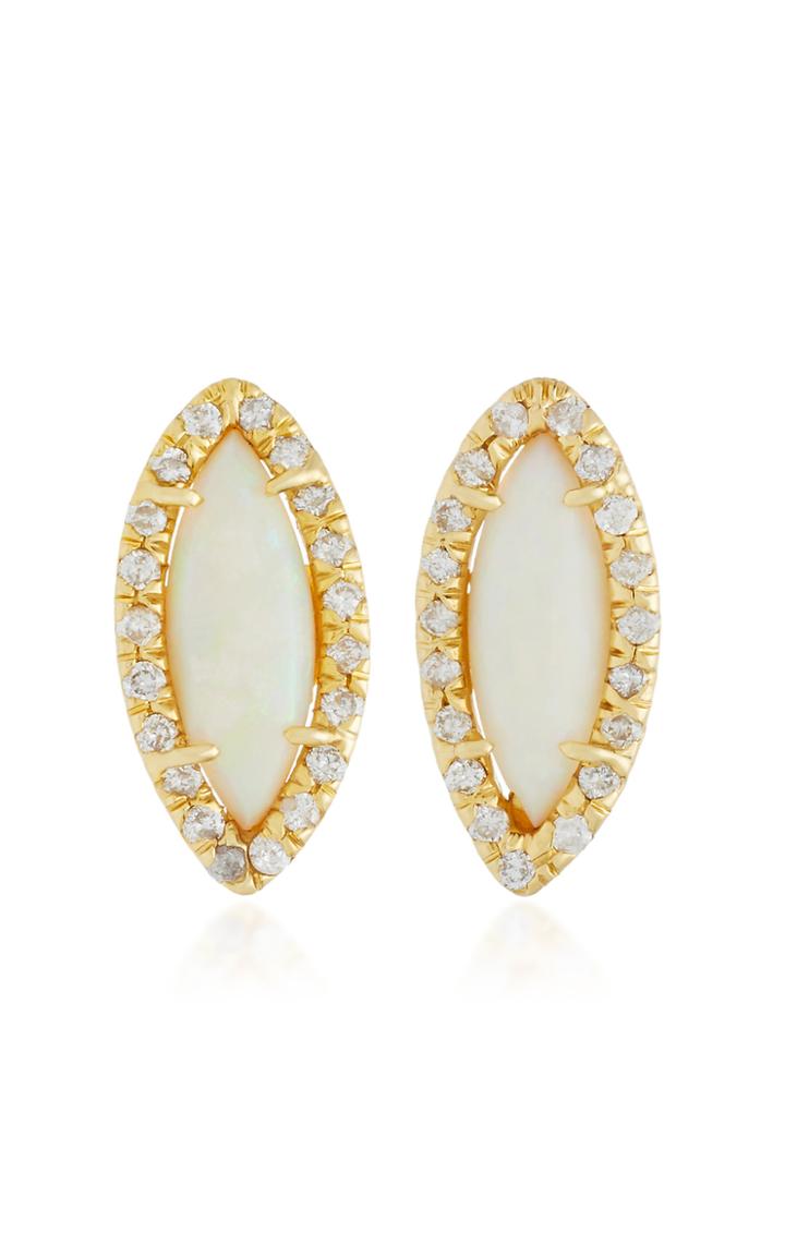 Kimberly Mcdonald 18k Gold Opal And Diamond Stud Earrings