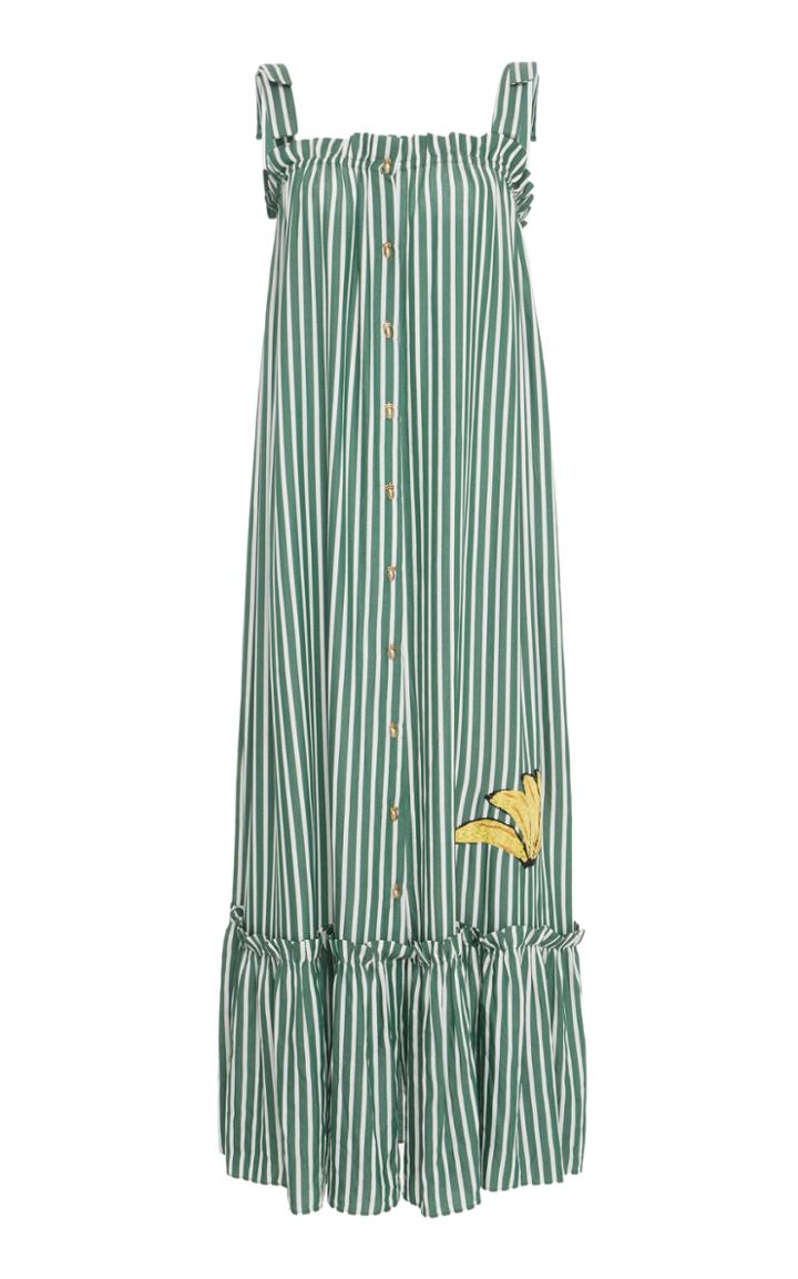 Adriana Degreas Embroidered Stripe Midi Dress