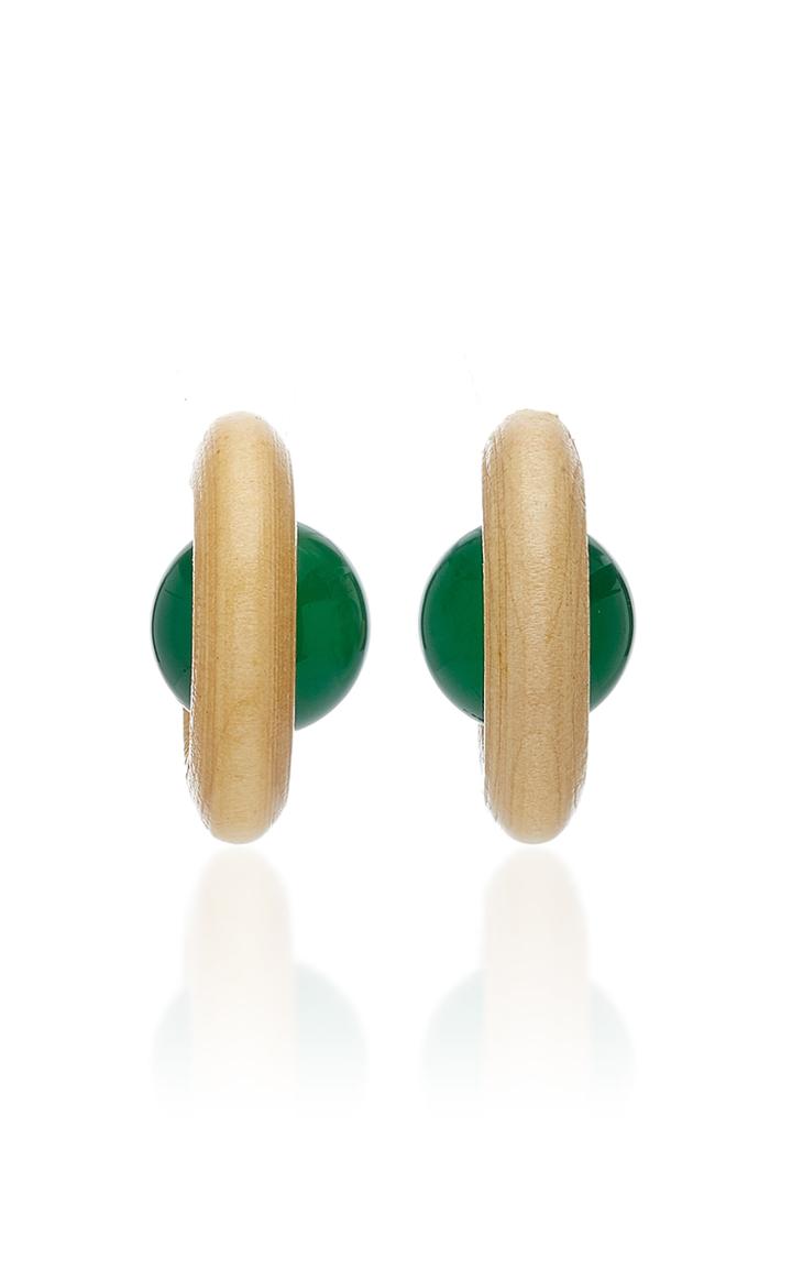 Sophie Monet Half Moon Gold-plated Wood Hoop Earrings