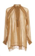Pro Lace-trimmed Half-button Cotton-silk Shirt