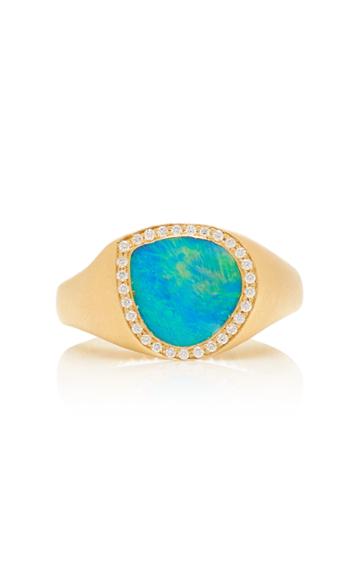 Jamie Wolf 18k Yellow Gold Diamond Edge Opal Bisou Ring