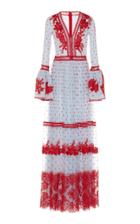 Costarellos Bell Sleeve Long Dress