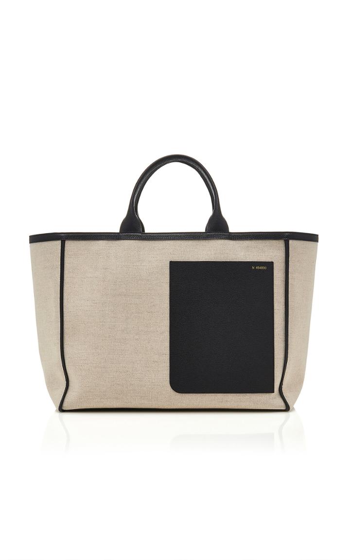 Valextra Leather-trimmed Canvas Tote