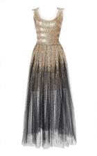 Oscar De La Renta Sequin Sleeveless Dress With Tulle Hem