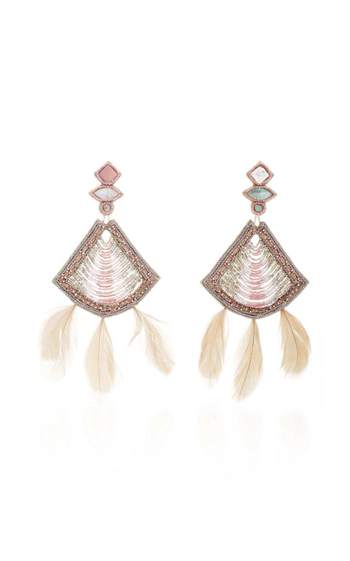 Deepa Gurnani Feather And Fringe Earrings