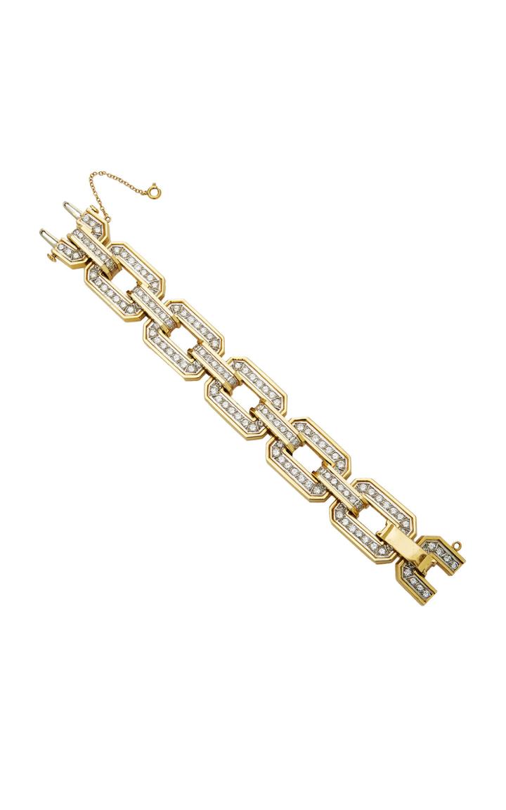 Jill Heller Vintage Vintage Unsigned 18k Gold And Diamond Link Bracelet