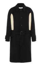Jw Anderson Belted Cashmere-paneled Wool-crepe Coat
