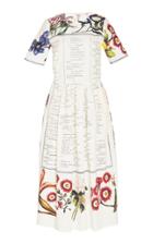Oscar De La Renta Printed Cotton-poplin Midi Dress Size: 0