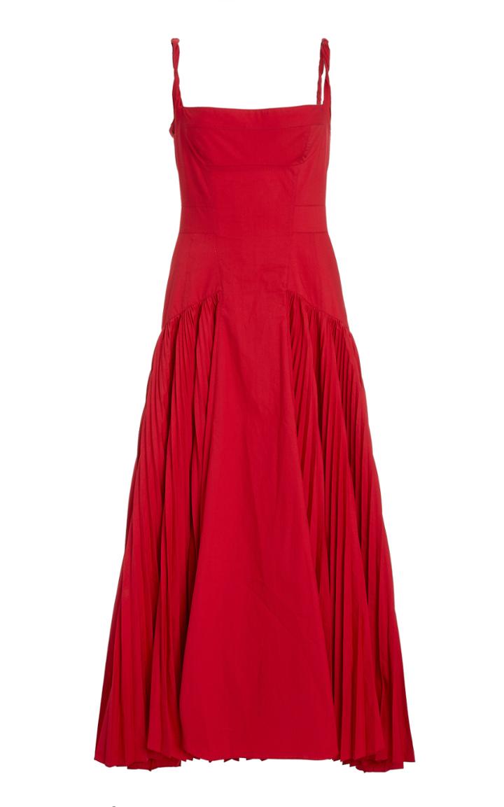Proenza Schouler Pleated Cotton-blend Poplin Midi Dress