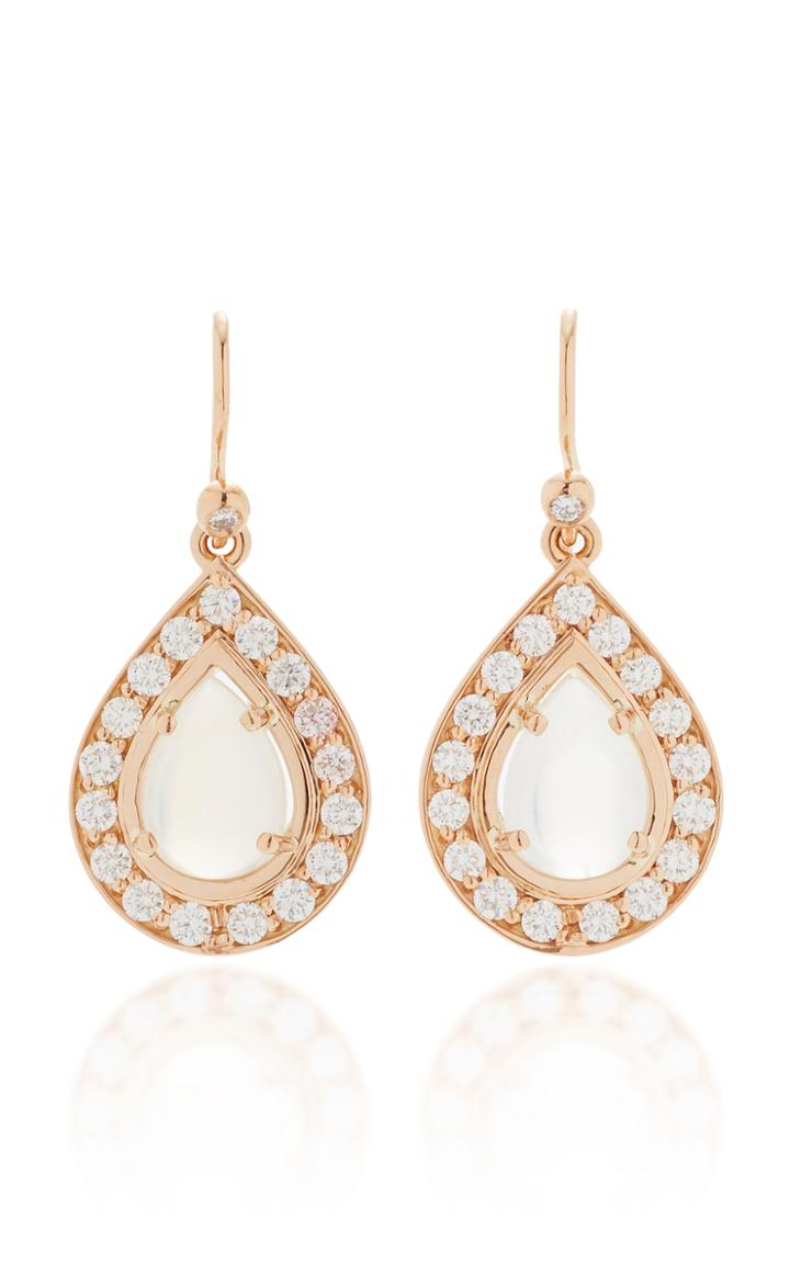 Misahara Basa 18k Rose Gold Rainbow Moonstone And Diamond Earrings