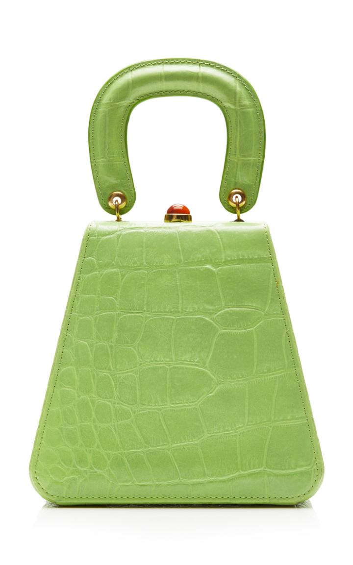 Staud Kenny Croc-effect Leather Top Handle Bag