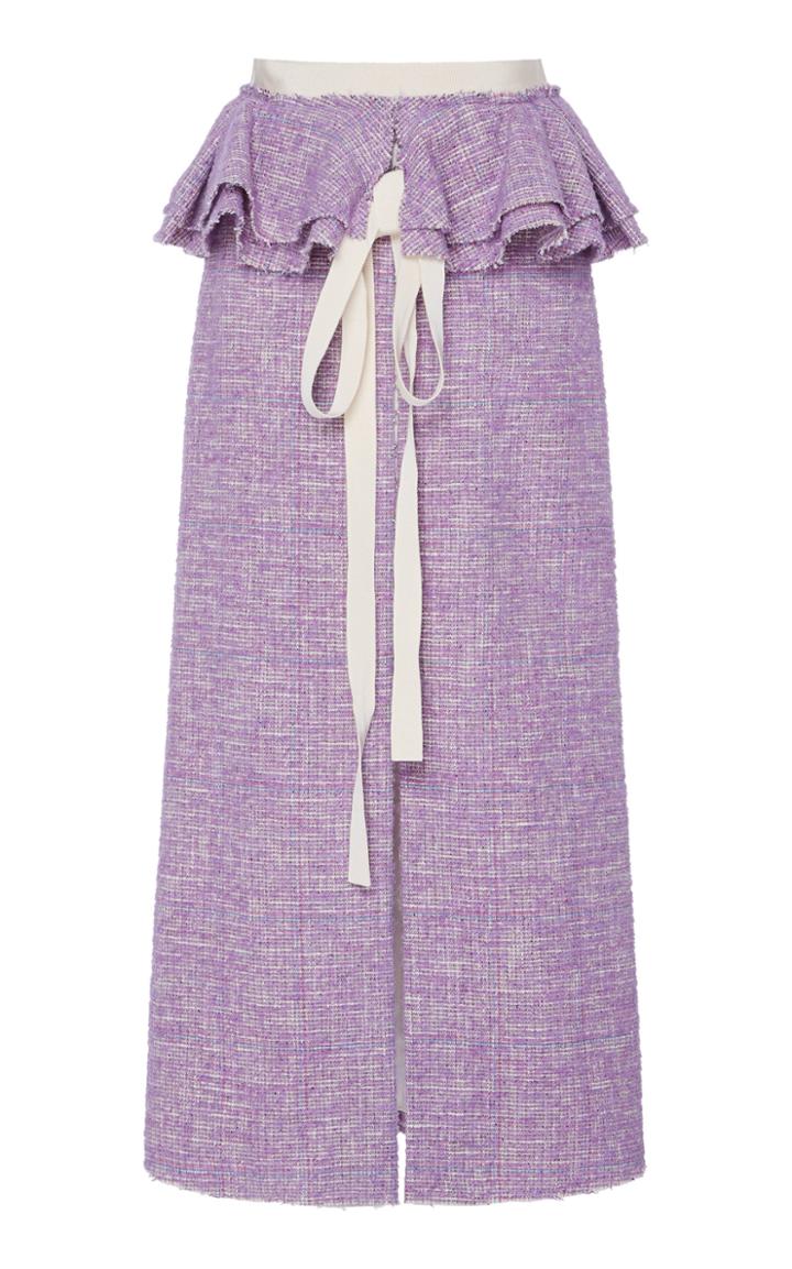 Brock Collection Perla Ruffle Waist Tweed Skirt